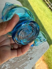 Libbey Blue Hand Painted Floral Drinking Glasses 12 Oz Mint Cond