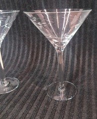 (2) Princess House Heritage Martini Glasses Floral Etched Crystal 7.25″ Tall 8oz