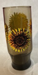 6 Libbey Smokey Sunflower 6.5” Glasses Vintage