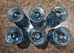 Vintage Colony Glass Whitehall 4 3/8” Riviera Blue Cubist Juice Tumbler Set of 6