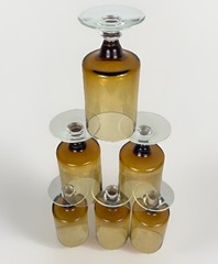 Sasaki Regency Amber Stemmed Juice Glasses Set of 6 Vintage MCM Goblets 4.75”