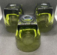 6 Vintage Vanity Green By Colony 5 oz Flat Tumbler Double Shot Whiskey Glasses