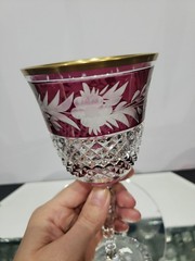 Water Goblet Glass 7-3/8″ tall, Crystal Ebeling & Reuss Marchioness Dark Red #2