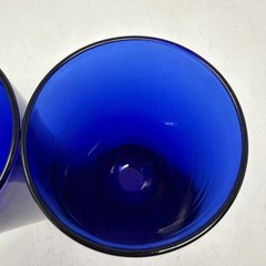 VTG Lot of 2 Reims France Cobalt Blue Tall Tumbler Drinking Water Glasses 5.5″