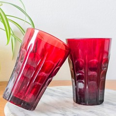 Vintage Set of 5 Anchor Hocking Radiant Ruby «High Point» Juice Glasses