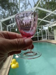German Cranberry Blown Glass Panel Optic 1.5oz Cordial Stem Multiples Available