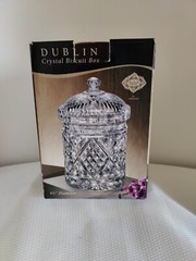 Dublin Crystal Biscuit Box. Shannon Crystal by Godinger- New
