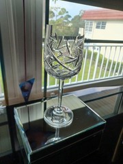 One Bohemia Crystal-Crystalex 7″ Tall Wine/Water Goblet BOC22 Pinwheel Pattern.