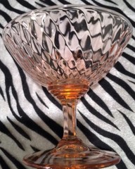 1 Fenton Diamond Optic-Pink Low Footed Sherbet/Champagne Glass 1927-1937