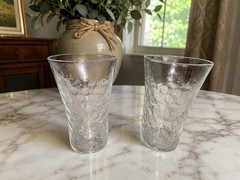 Vintage Clear Bubble Textured Drinking Glasses Set of 2 4” Tumblers