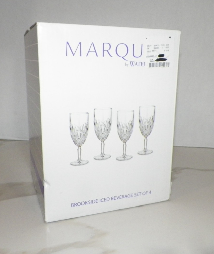 WATERFORD MARQUIS BROOKSIDE ICED BEVERAGE GLASSES BOX SET OF FOUR (4) NIB