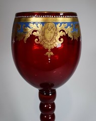 Salviati Murano Venetian Presentation Goblet, Red/Gold