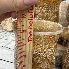 Set Of 6 Vintage Amber Crackle Glass Goblets With Pedestal Base Elegant Decorati