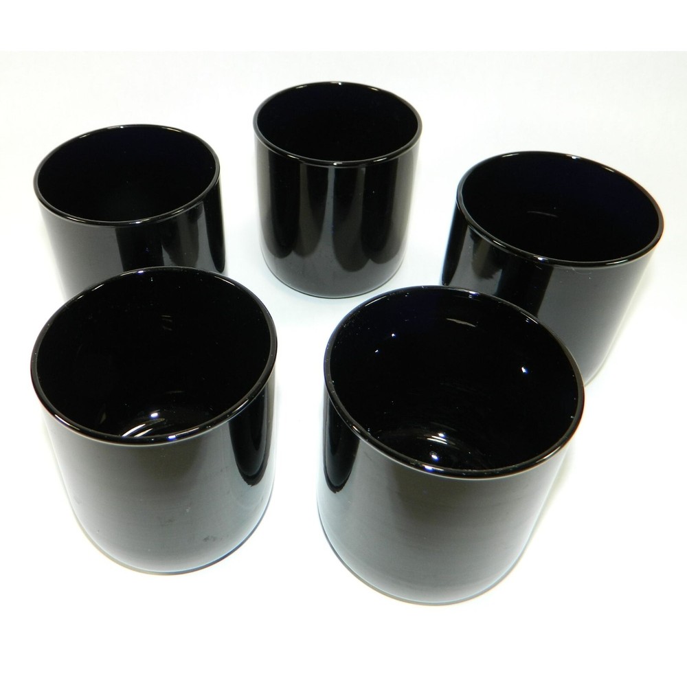 Libbey Black Glass Metropolitain Amethyst Set Of 5 Drinking Glasses Water, Mcm