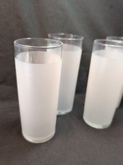 Libbey Set of 4 Vintage Frosted Tom Collins Tall and Slim 6in Tumblers MCM