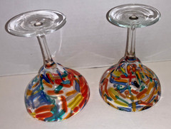 LOT OF 2 PIER 1 IMPORTS Hand Blown Multicolored Millefiori Confettii MARGARITA