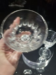 Wine / Cocktail Glasses Antique crystal Bubble stem Flute panel cut thumbprints