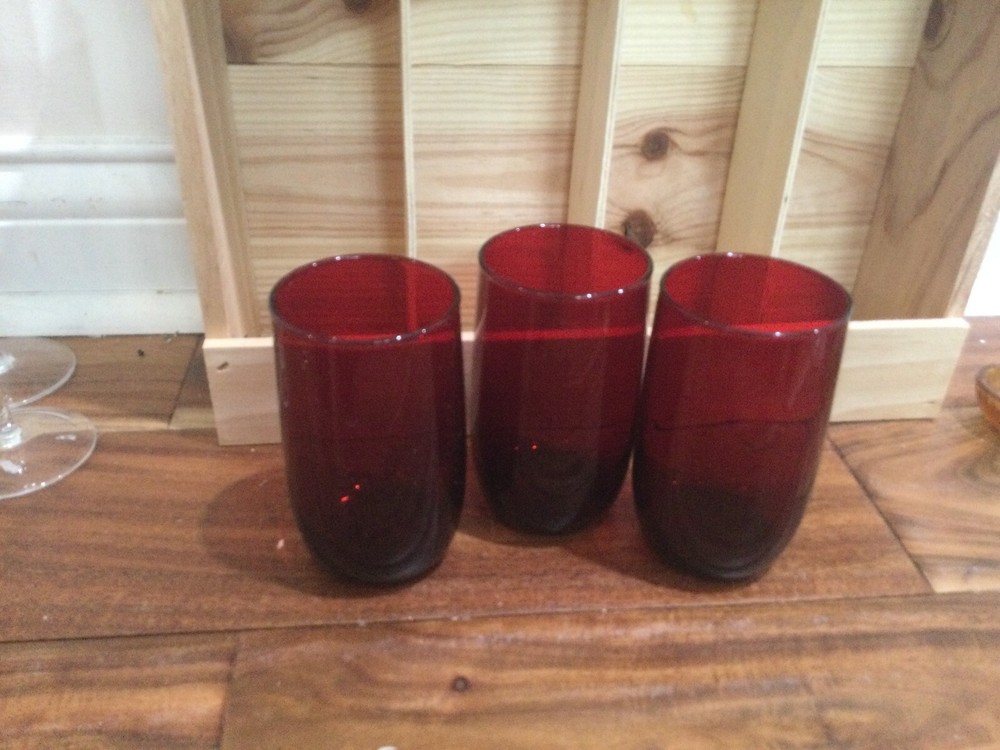 3 Anchor Hocking Royal Ruby juice 4»X2.4» MEdium size