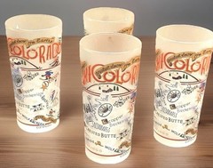 Vintage Colorado Glass Set 4 Cocktail Bar Cart Apres Ski Lodge MCM MOD Lodge