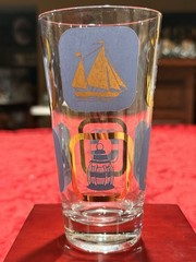 Vintage MCM Nautical Highball Glass Set Of 2 22k Gold Decoration Ex Cond 5.5”