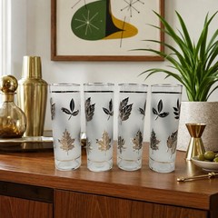 Vintage Libbey Silver Leaf Highball Glasses Set Of 4
