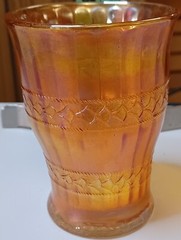 Vintage Fenton Marigold Carnival Glass Scale Band Pattern Tumbler