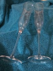 2 Lenox Fluted Champagne Glasses ASSORTED GRAPHICS Pat. Lines & Dots 11″