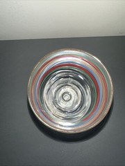Fiesta Water Goblets, Multicolor Striped Glasses, Mfg. by Llibbey