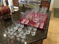 c.1950s Sasaki Crystal Bamboo Glassware Sets (6 sizes) & 48 oz. Pitcher