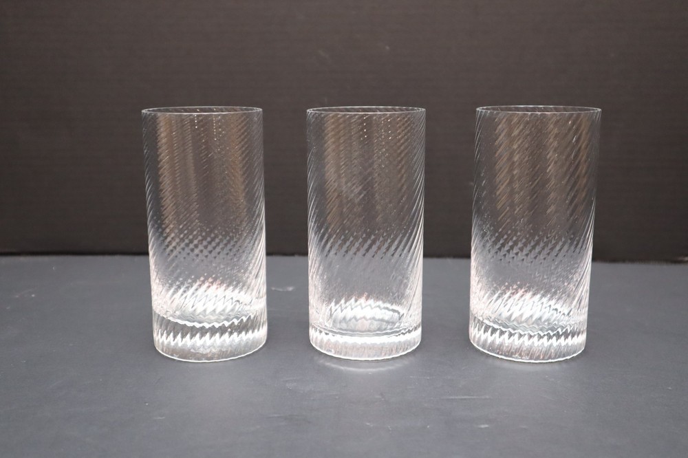 Set 3 Nason Moretti Murano Tumblers TWIST Highball Clear Glass Borealis Crystal