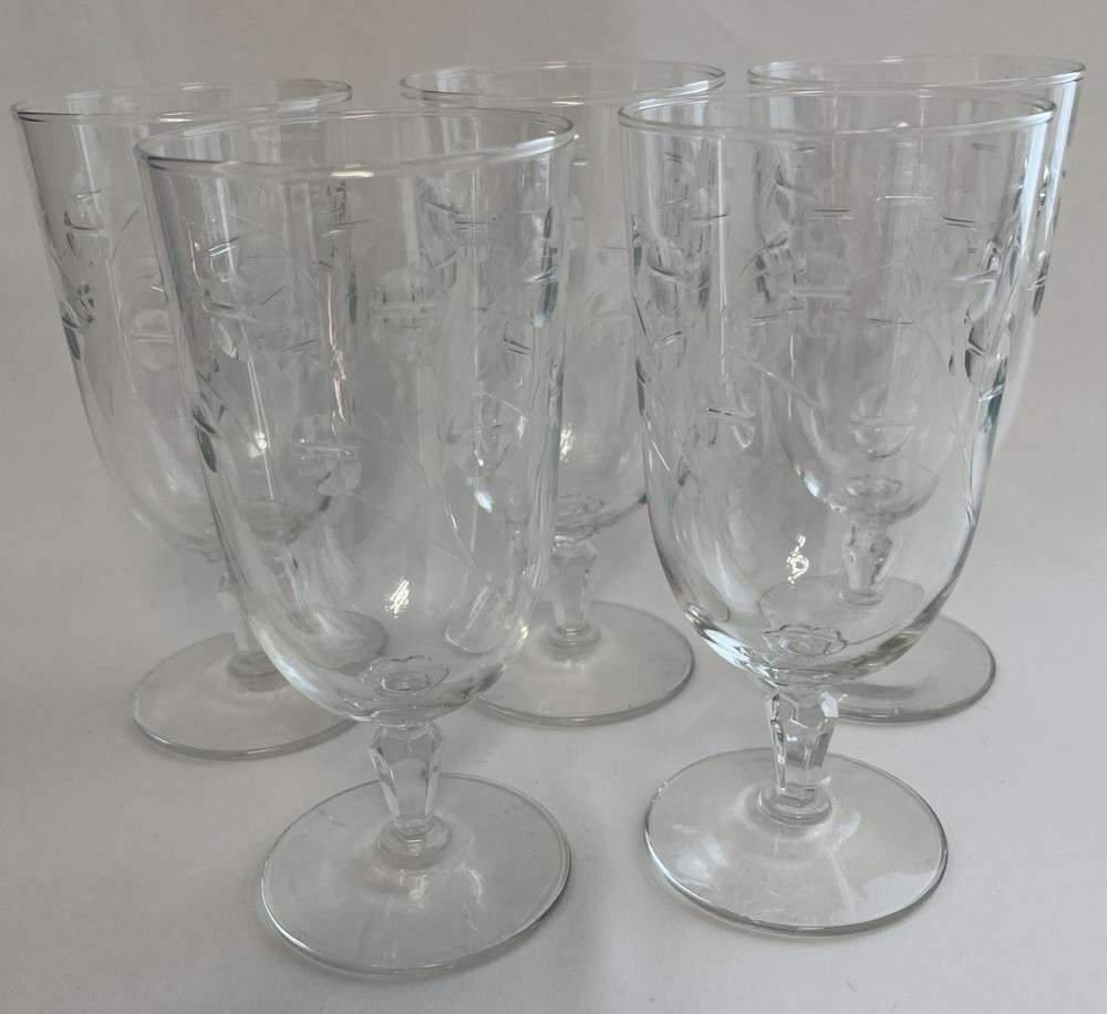 Libbey “Christine” Iced Tea Glasses Set Of 5 Perfect MCM