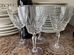 Vintage Cherbourg French Lead Crystal by WM Dalton lot of 4 Wine Glasses France