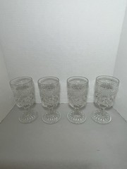 Vintage Set4” 8oz” ANCHOR HOCKING WEXFORD Claret Wine Glasses 6 1/2” Pressed