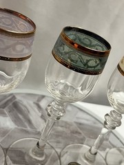 Cristalleria Fumo Italian Cordial Liqueur Glasses Set of 4 Gold Rim Boxed