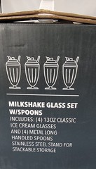 Servappetit Milk Shake Heavy Ribbed Glass Set of 4 With 4 Long Metal Spoons