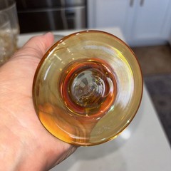 Vintage Libbey Splash Iridescent Amber and Clear Water Goblets Set of 10