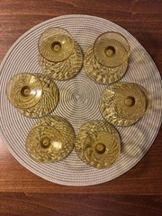 Vintage Federal Glass Diana Yellow Amber Cups Footed Swirl set of 6 Martini