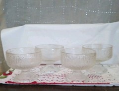 Vtg Indiana Glass Crystal Ice Sherbet Or Champagne Footed Glasses Set Of 4 MCM