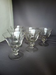 6 MCM SWEDISH SKRUF CRYSTAL CLEAR GULLI CHAMPAGNE TALL SHERBET 4 3/8″ TALL