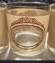 Vintage 4 Piece Currier and Ives Four Seasons Old Fashioned Whiskey Glass Set