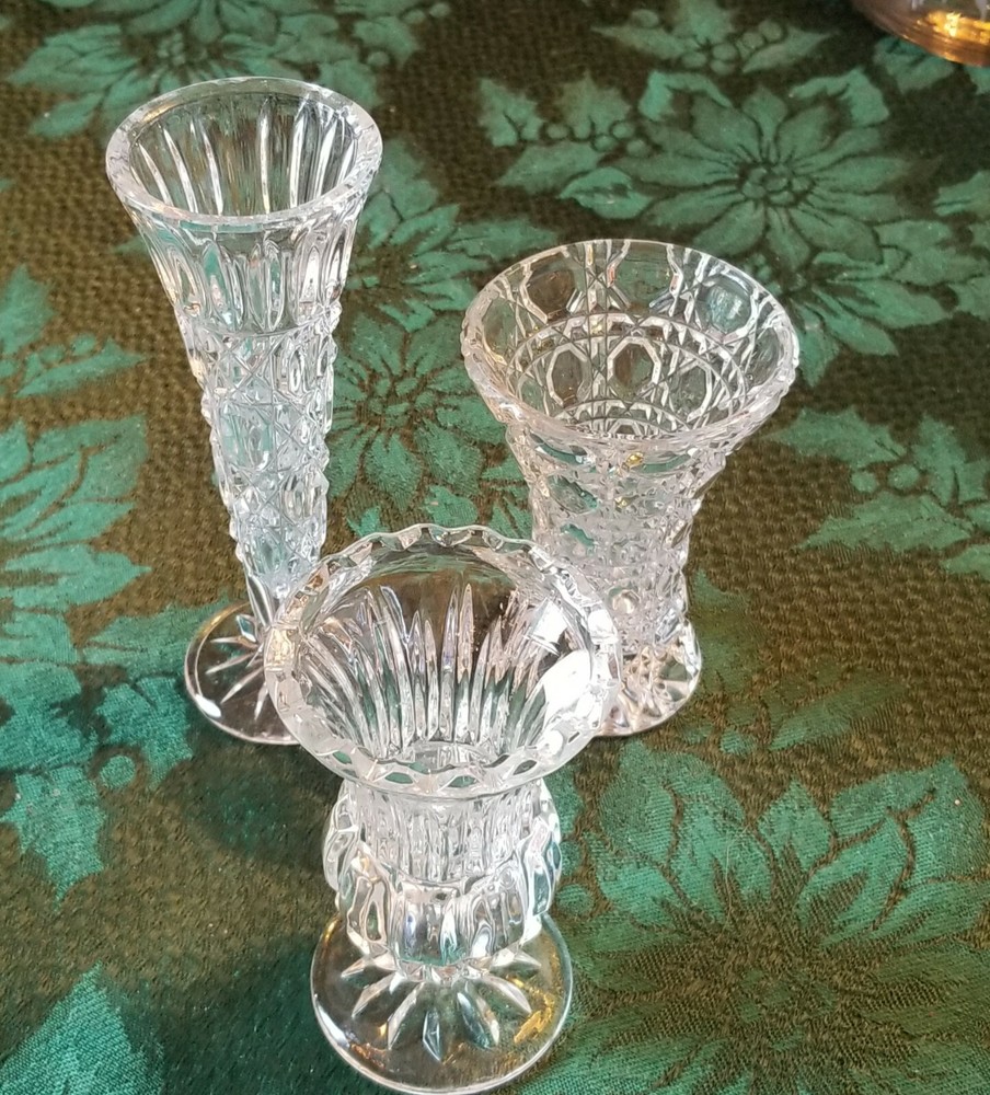 ( 1 CRYSTAL ) GLASS Table Beauties ! Set of THREE CLEAR