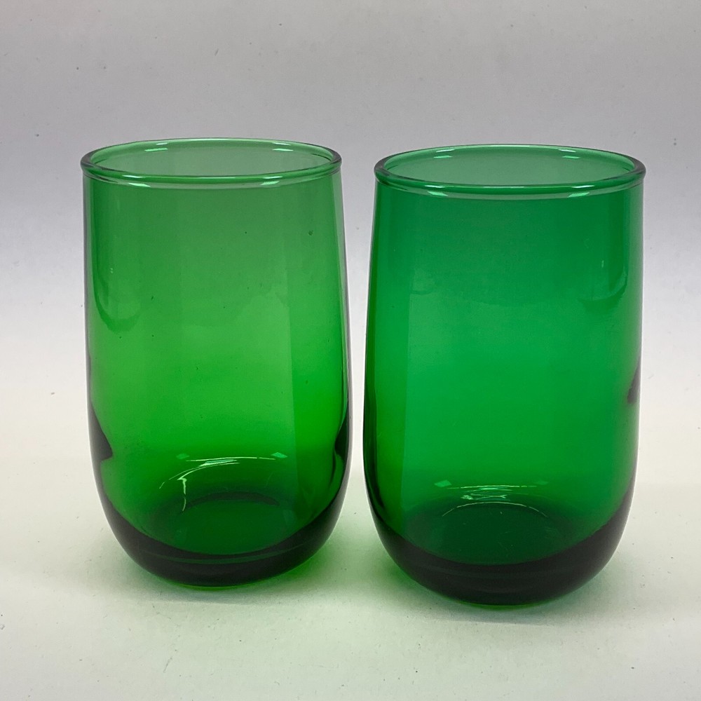 Anchor Hocking Forest Green Roly Poly Juice Glasses Set of 2