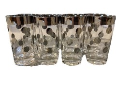 Set Of 8 Vintage Silver Polka-dot Glasses, 5-1/2”
