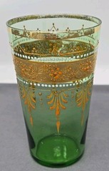 Bohemian Moser Juice Glass / Tumbler Gold Enamel Decor 3 7/8″ Late 19th C.