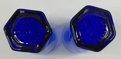 Set of 2 Anchor Hocking Sybil Cobalt Blue Hexagon Twisted Base Drinking Glasses