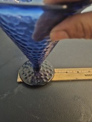 Exquisite Dark Cobalt and Amethyst Conical Footed Glass Goblets set of 2 SPAIN