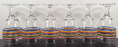 7 Royal Norfolk Mambo Iced Tea Set Libbey Fiesta Rainbow Striped Goblet Stemware