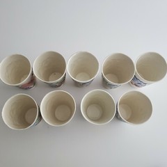 VTG 8 signed «NH» 3D handpainted ceramic 12 OZ tumblers. Free Shipping