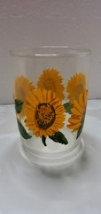 Vintage Libbey Sunflower Decorated Glass Tumbler, Clear Yellow Floral