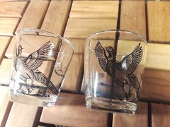 Vintage Hazel Atlas Sour Cream Glasses – Pair Pheasants Sporting